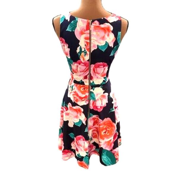 Eliza J. Sleeveless Scuba Floral Mini Dress in Navy and Pink – Size 6 - Picture 5 of 7